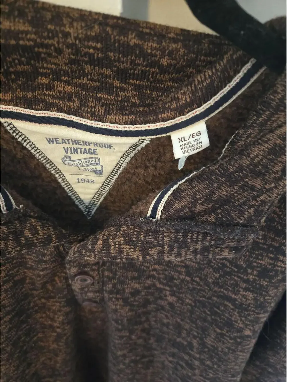 Weatherproof Vintage Men's XL Marled Henley Pullover Sweater